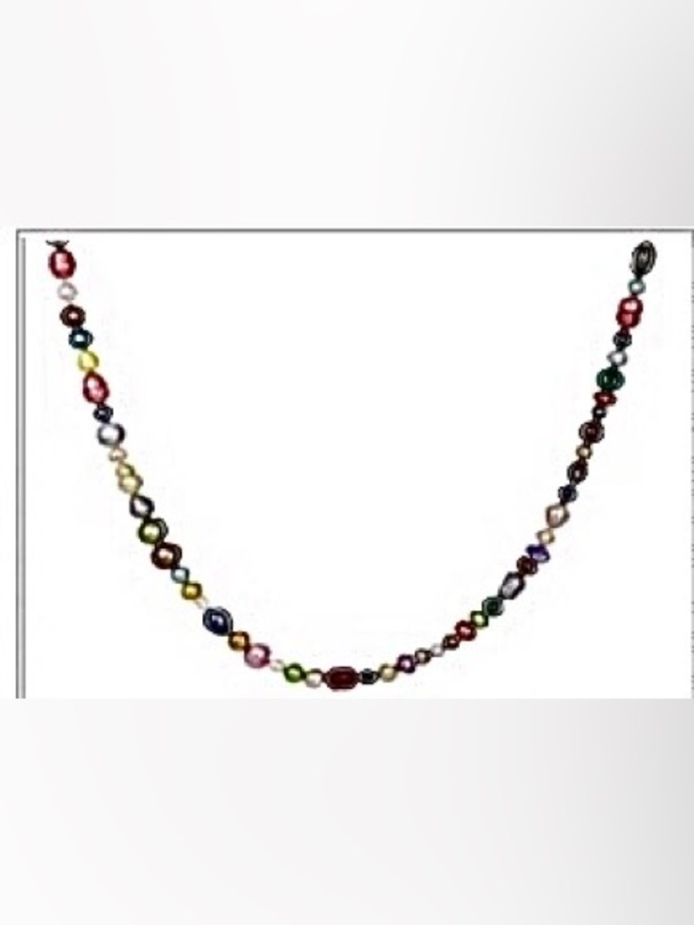 White & Multi-Color Freshwater Pearl Endless Strand Necklace 64”